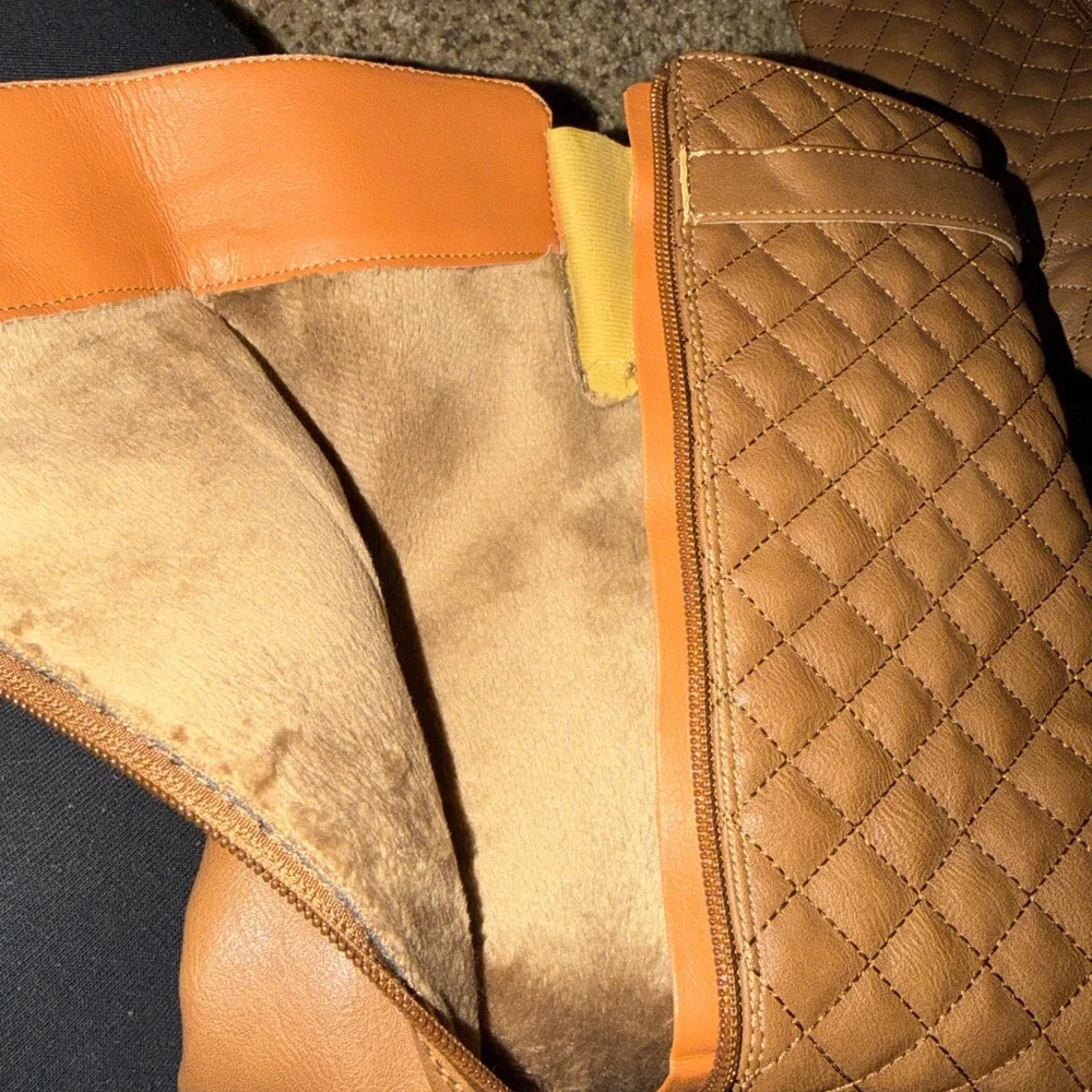 Dream Pairs Women’s Tan Low Heel Quilted Knee-High Riding Boots US 11 NWOB